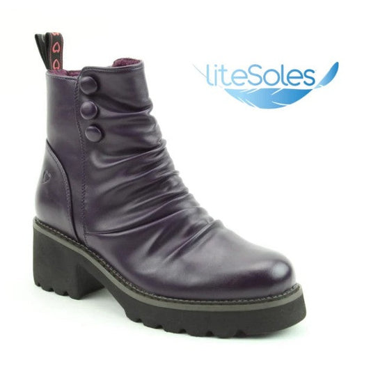 Heavenly Feet Biker Boot with Zip -Litesole Sultan PURPLE