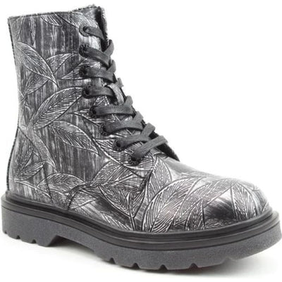 Heavenly Feet Ankle Boot with lace and zip Justina Leaves STEEL