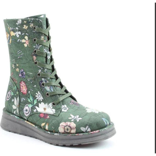 Heavenly Feet Ankle Boot with lace and zip FOREST FANTASY