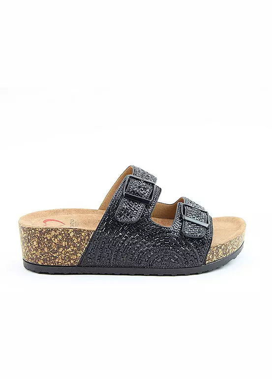 Heavenly Feet Brilliant Twin Buckle Mule Sandal