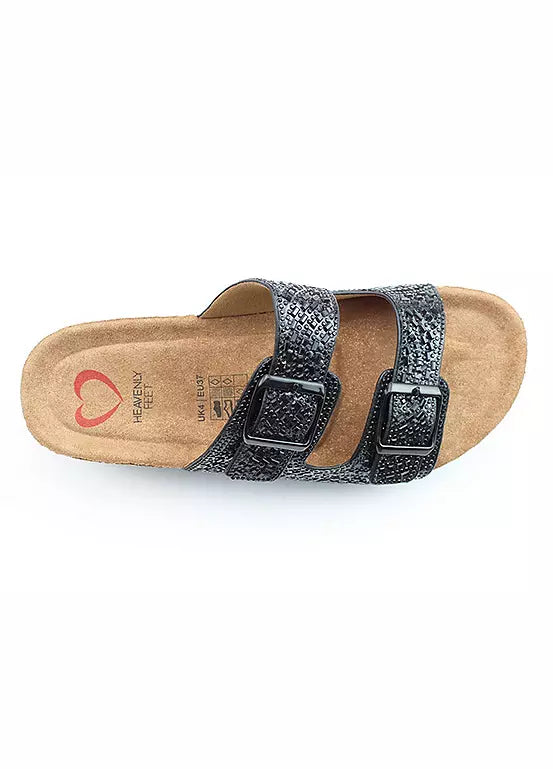 Heavenly Feet Brilliant Twin Buckle Mule Sandal