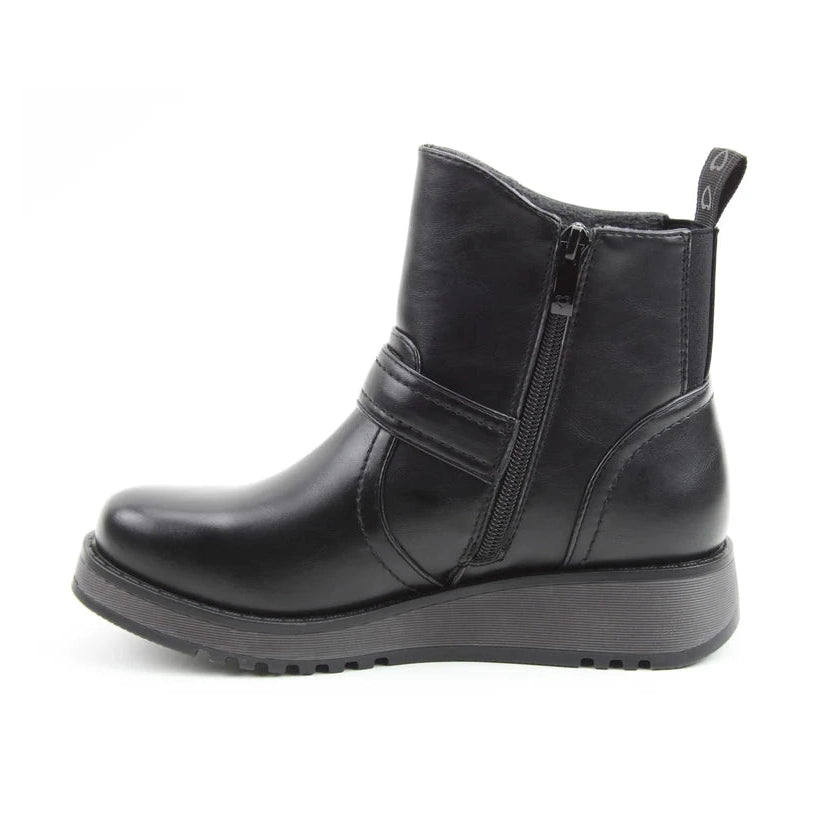 Heavenly Feet Cherish Black Vegan Friendly Biker Ankle Boot