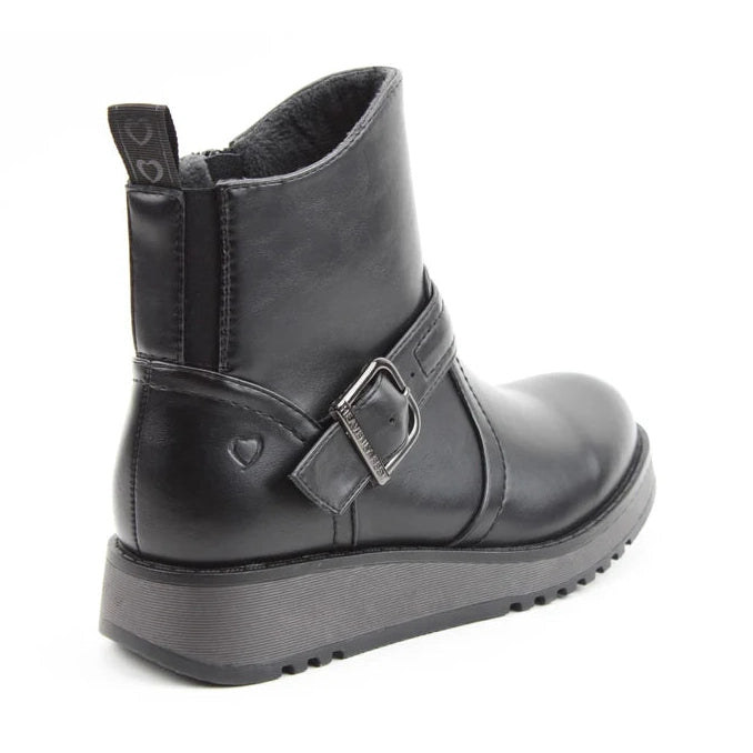 Heavenly Feet Cherish Black Vegan Friendly Biker Ankle Boot