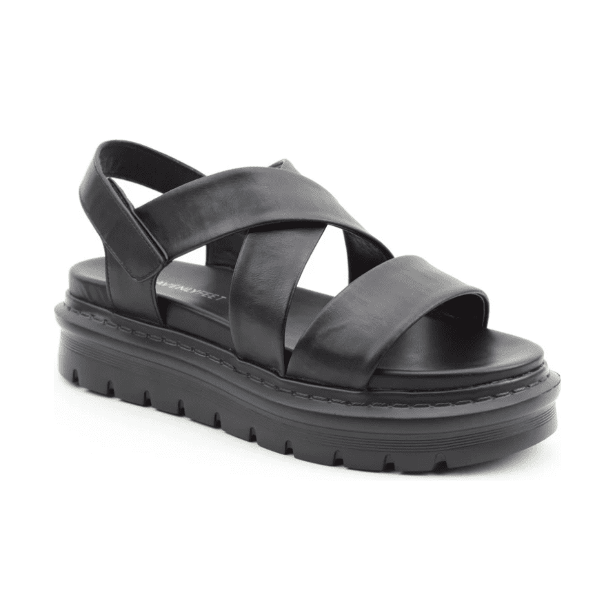 Heavenly Feet Fallon BLACK Chunky Sole Sandal