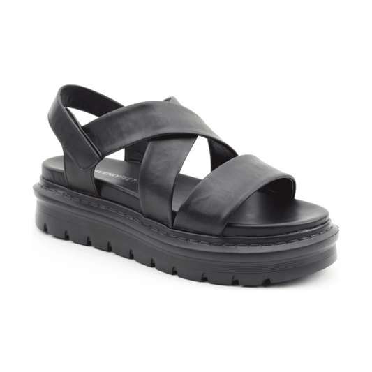 Heavenly Feet Fallon BLACK Chunky Sole Sandal