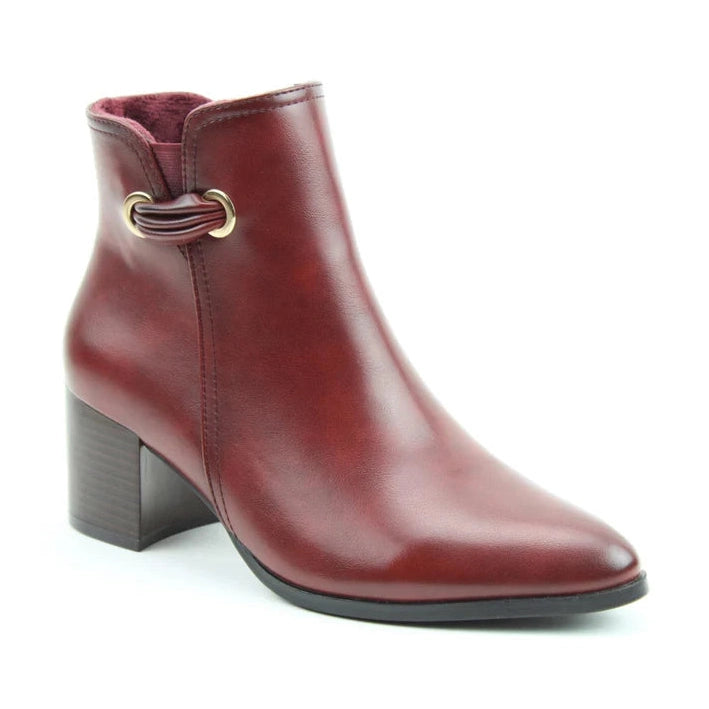Heavenly Feet Heather Wine Block Heel Zip Dress Ankle Boot