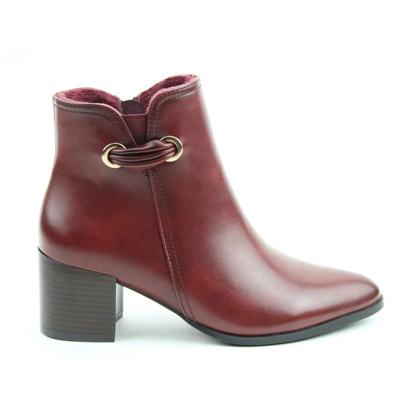 Heavenly Feet Heather Wine Block Heel Zip Dress Ankle Boot