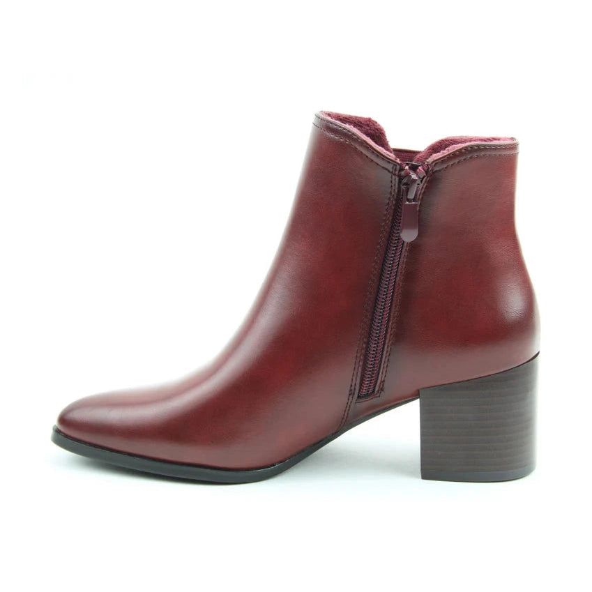 Heavenly Feet Heather Wine Block Heel Zip Dress Ankle Boot