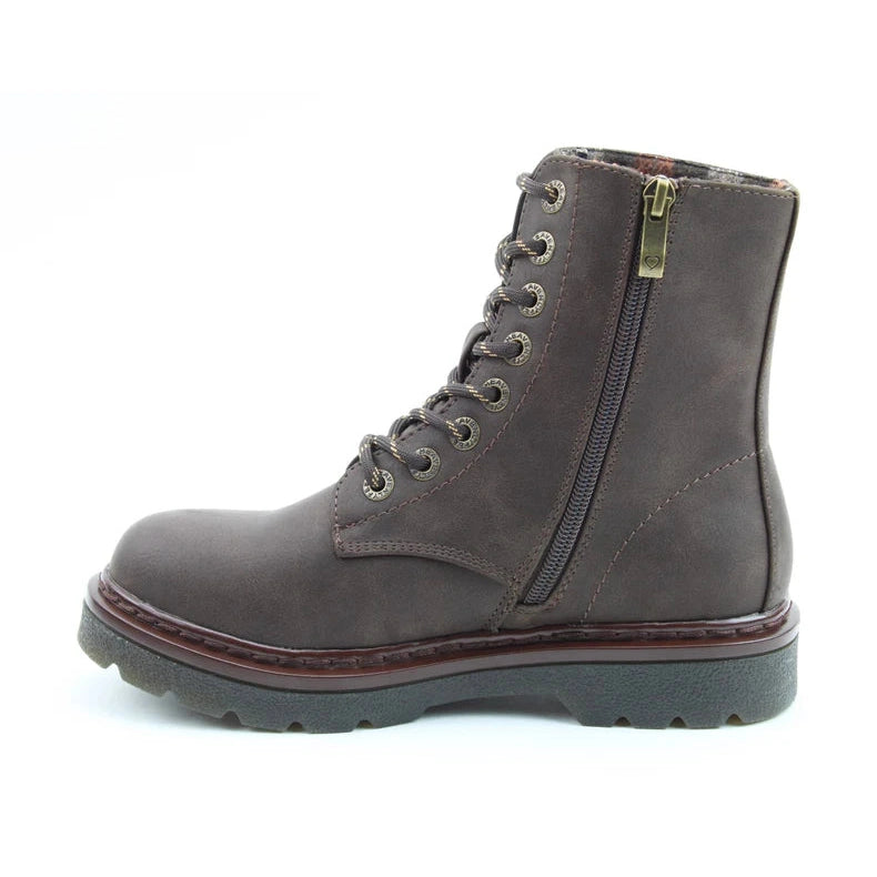Heavenly Feet Justina BARK 8 Eyelet Lace Up Boot With Zip