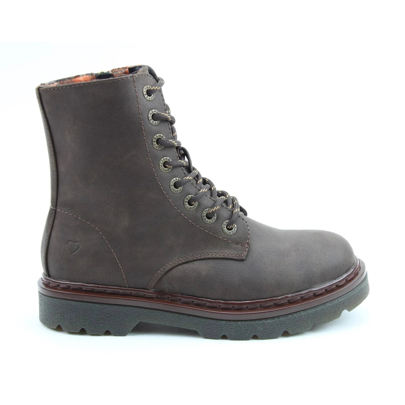 Heavenly Feet Justina BARK 8 Eyelet Lace Up Boot With Zip