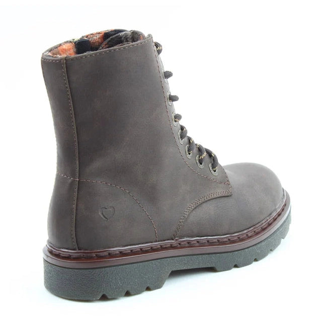 Heavenly Feet Justina BARK 8 Eyelet Lace Up Boot With Zip