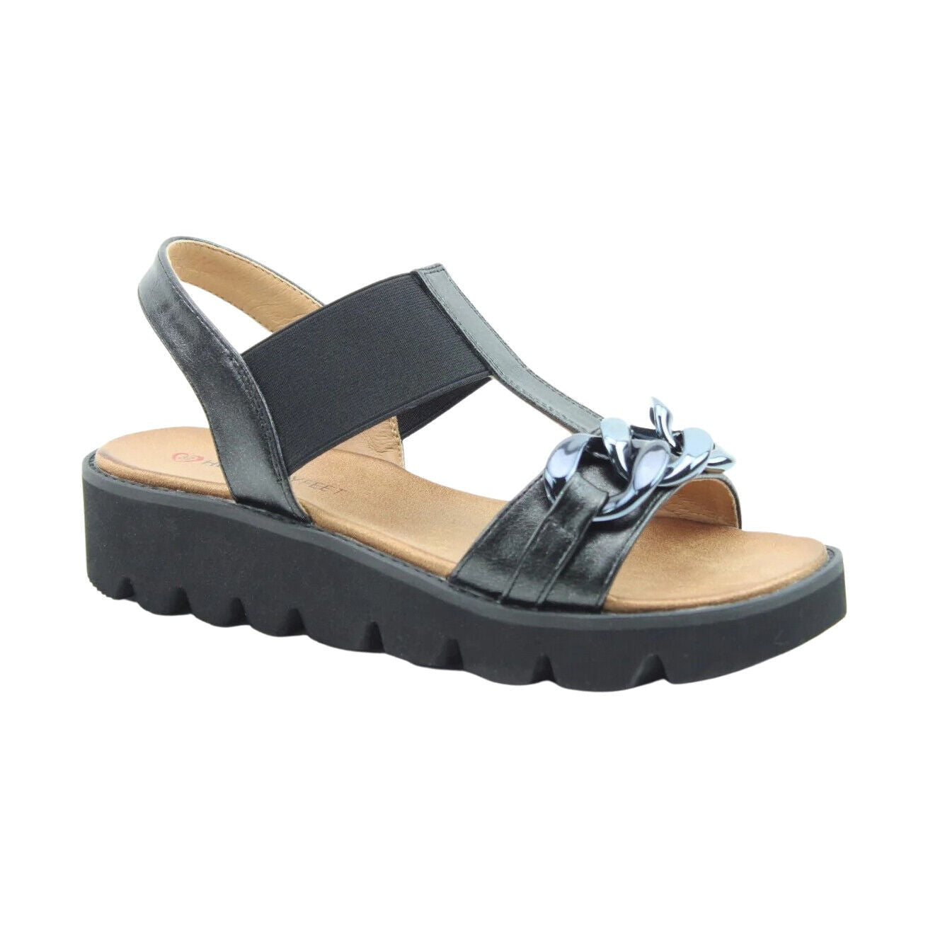 Heavenly Feet Lulu Vegan Friendly Chunky Sole Sandal BLACK