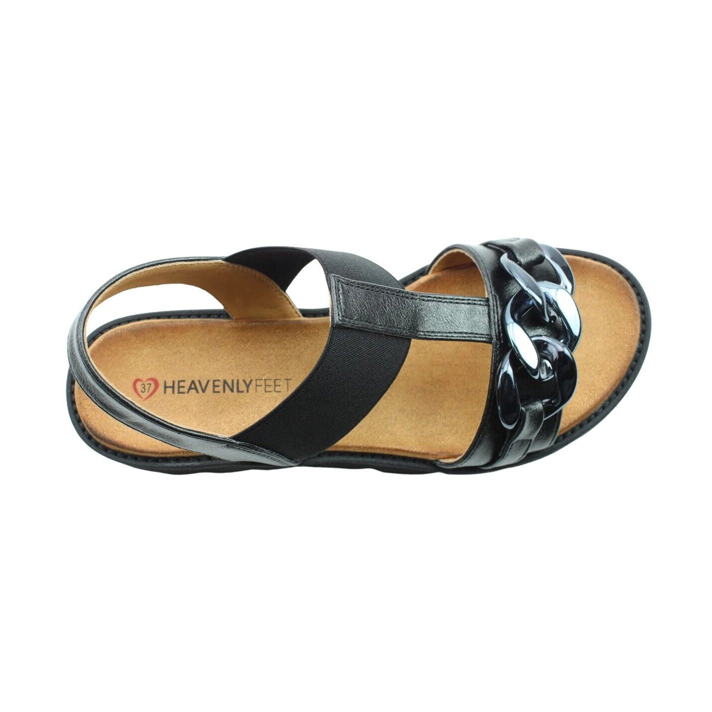 Heavenly Feet Lulu Vegan Friendly Chunky Sole Sandal BLACK