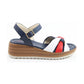 Heavenly Feet Luxe NAVY MULTI Wedge Sandal.