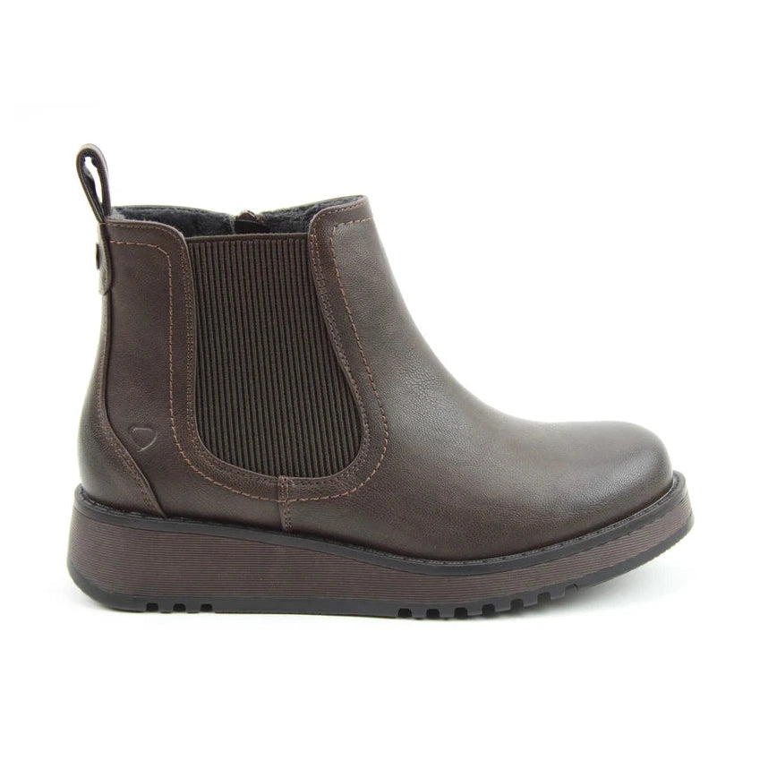 Heavenly Feet New Rolo CHOCOLATE Vegan Friendly Chelsea Boot with Zip