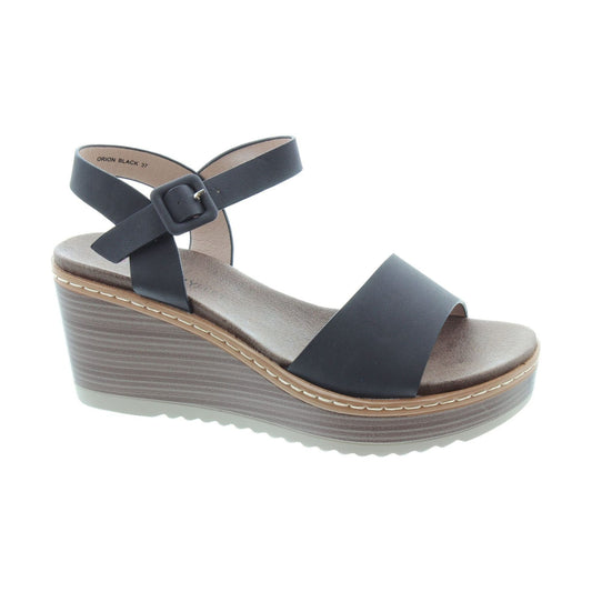Heavenly Feet Orion BLACK Wedge Sandal