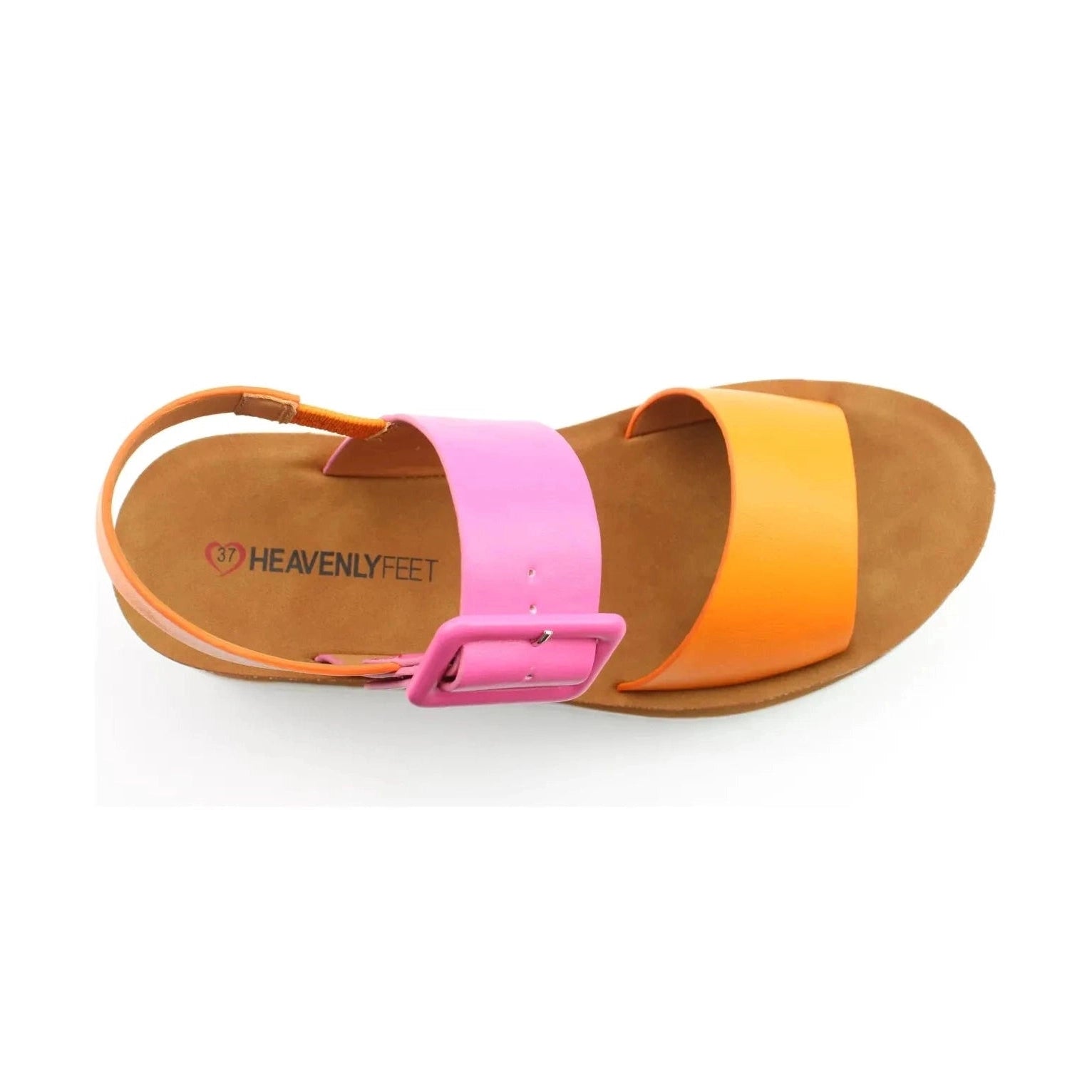 Heavenly Feet Pistachio ORANGE COMBI Wedge Sandals