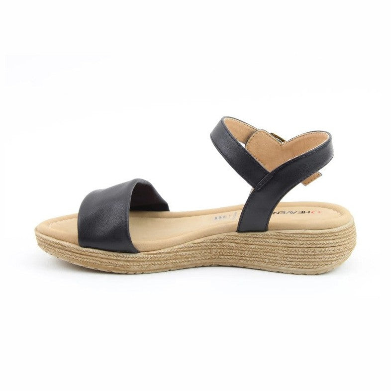 Heavenly Feet Sandal Sara Wide fitting Vegan friendly casual sandal BLACK