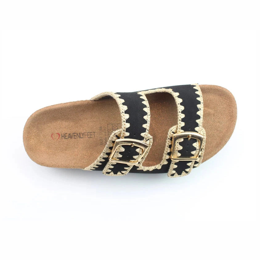 Heavenly Feet Sandy BLACK Comfort Sandal
