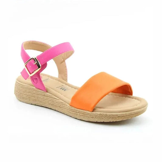 Heavenly Feet Sara ORANGE/ Fuchsia Vegan Comfort Sandal