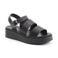 Heavenly Feet Vegan Friendly Wedge Sandal Swale BLACK