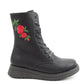Heavenly Feet Ankle Boot Martina Rose with embroidered rose  BLACK