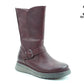 Heavenly Feet Bella  Mid Calf Wedge Zip Boot BURGUNDY