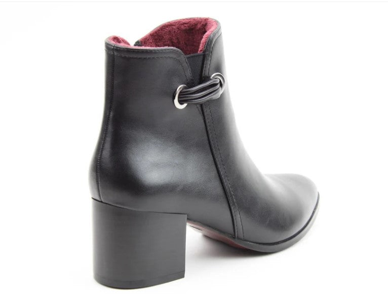 Heavenly Feet Classic Smart Ankle Boot with heel and zip Heather BLACK