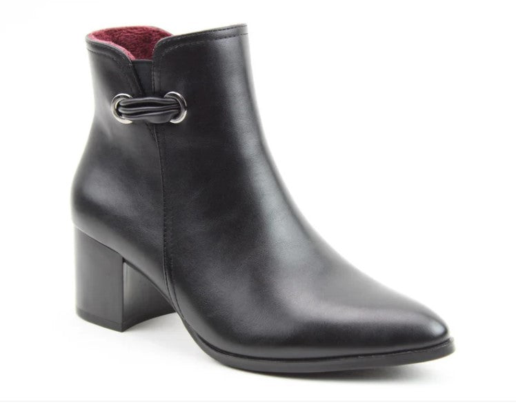 Heavenly Feet Classic Smart Ankle Boot with heel and zip Heather BLACK