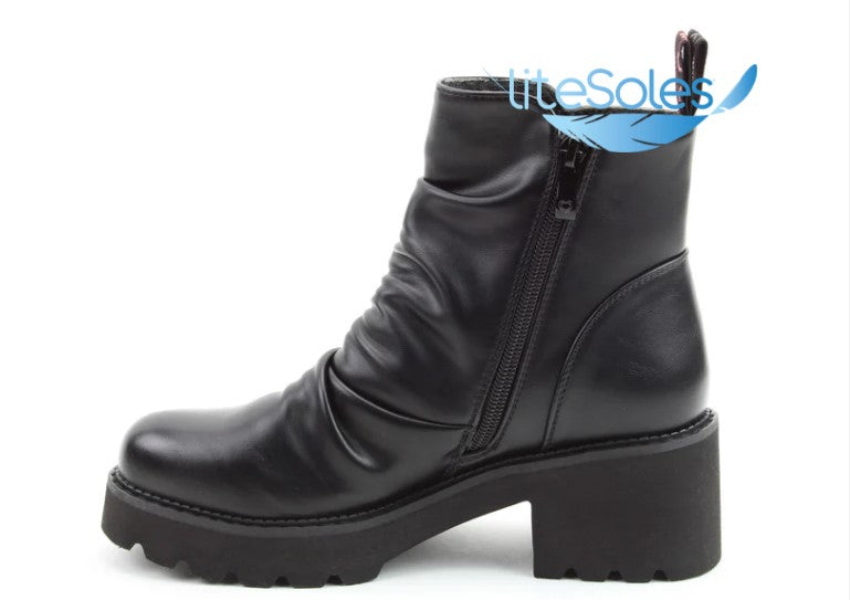Heavenly Feet Biker Boot with Zip -Litesole Sultan BLACK