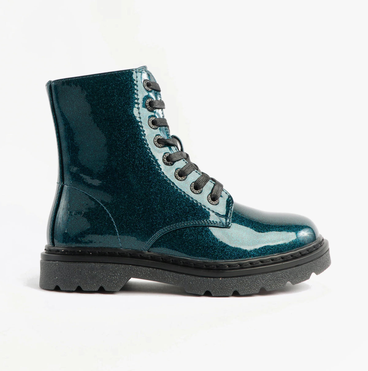 Heavenly Feet Justina OCEAN GLITTER 8 Eyelet lace Boot with Zip