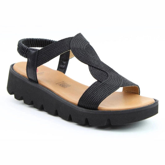 Heavenly Feet Sunrise BLACK Lightweight Chunky Sole Sandal