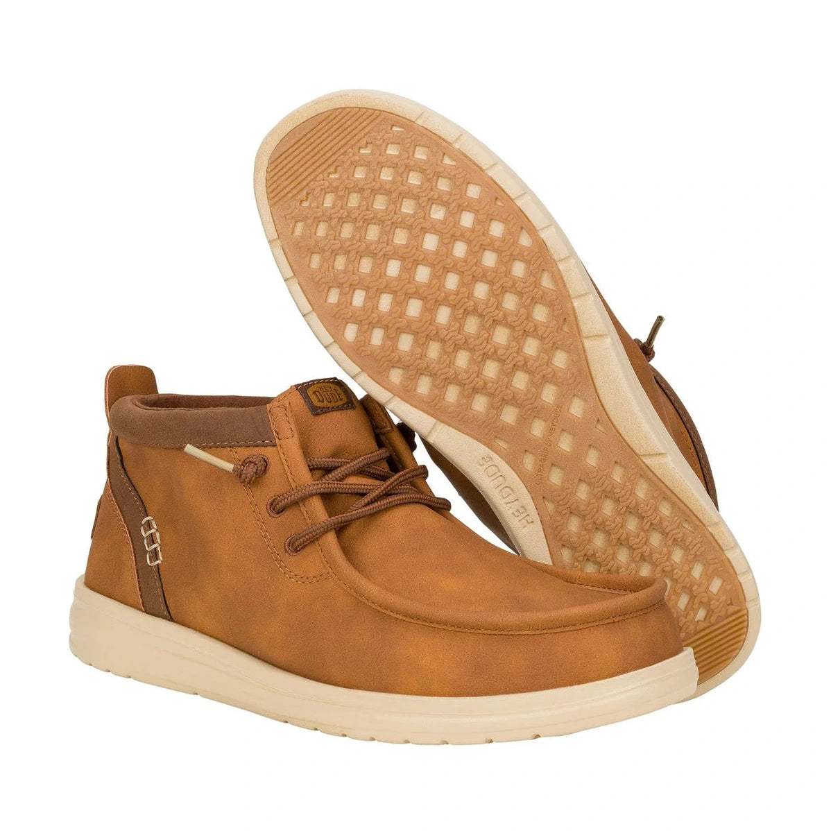 Hey Dude Wally Mid Grip COGNAC Water Resistant Moccasin Style Boot