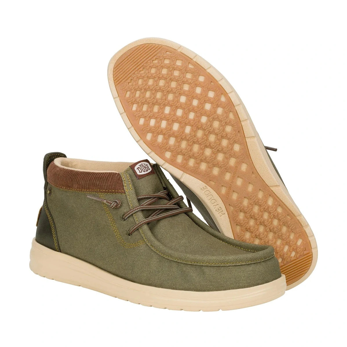Hey Dude Wally Mid Grip OLIVE Waxed Canvas Boot