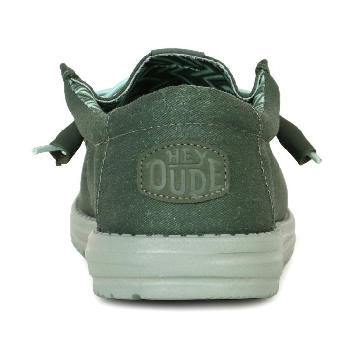 Hey Dude Wally Stretch Green Slip On Canvas Shoe