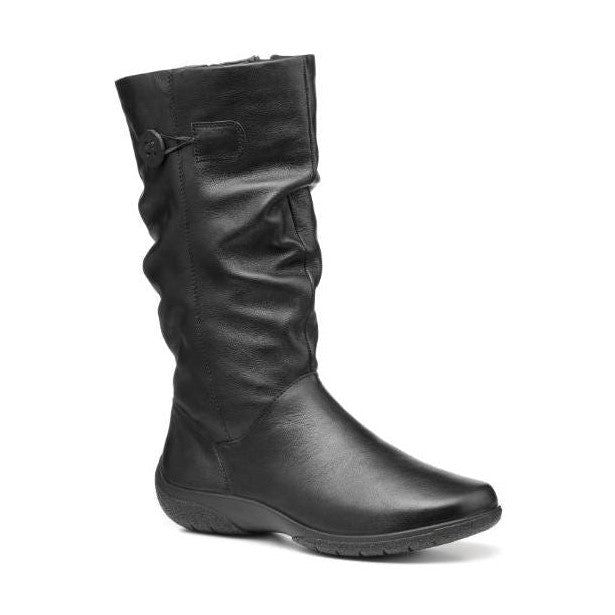 Hotter Boot Derrymore Long Flat Extra Wide Boot with Zip BLACK