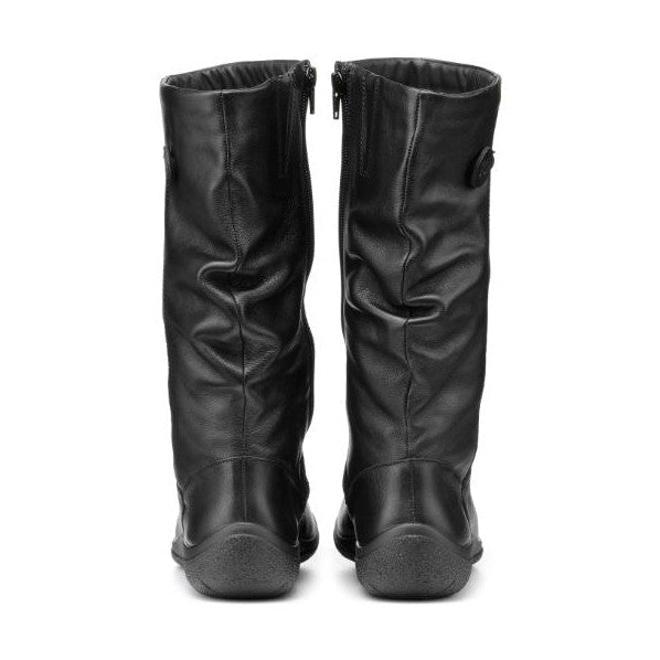 Hotter Boot Derrymore Long Flat Extra Wide Boot with Zip BLACK