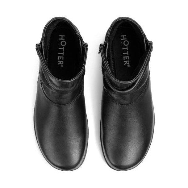 Hotter Boot MURMUR Ankle Boot with double zips EXTRA WIDE BLACK