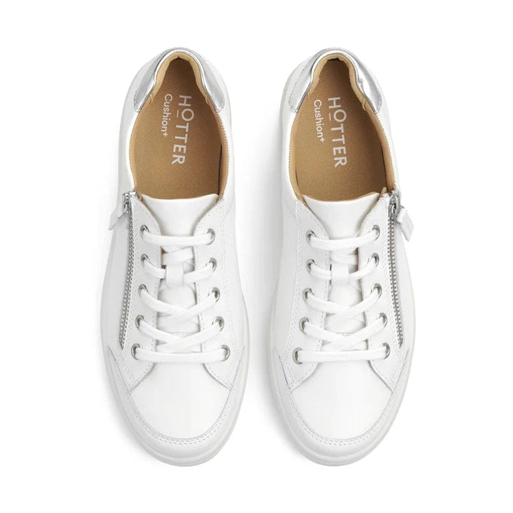 Hotter Chase White Leather Comfort Trainer