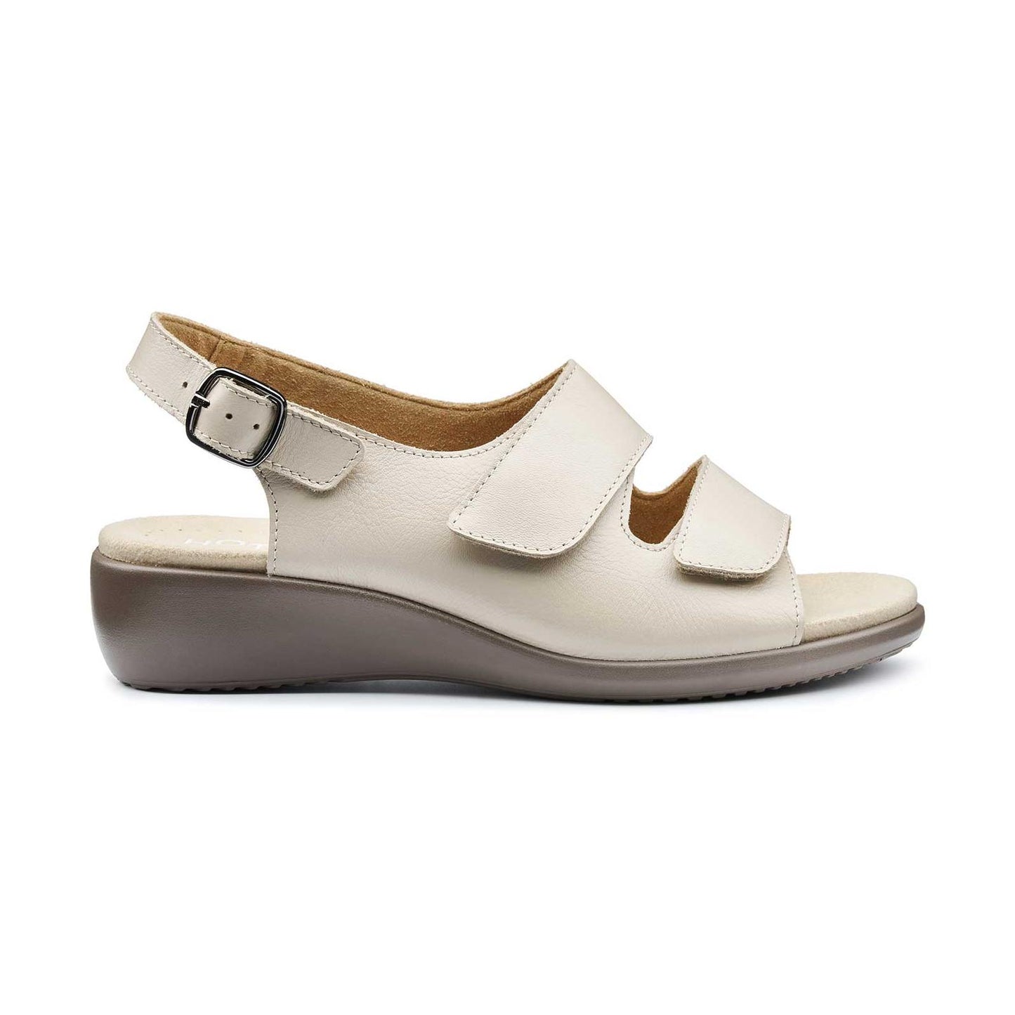 Hotter Easy Touch Fastening Twin Strap Sandal Sandal CEMENT Wide Fitting