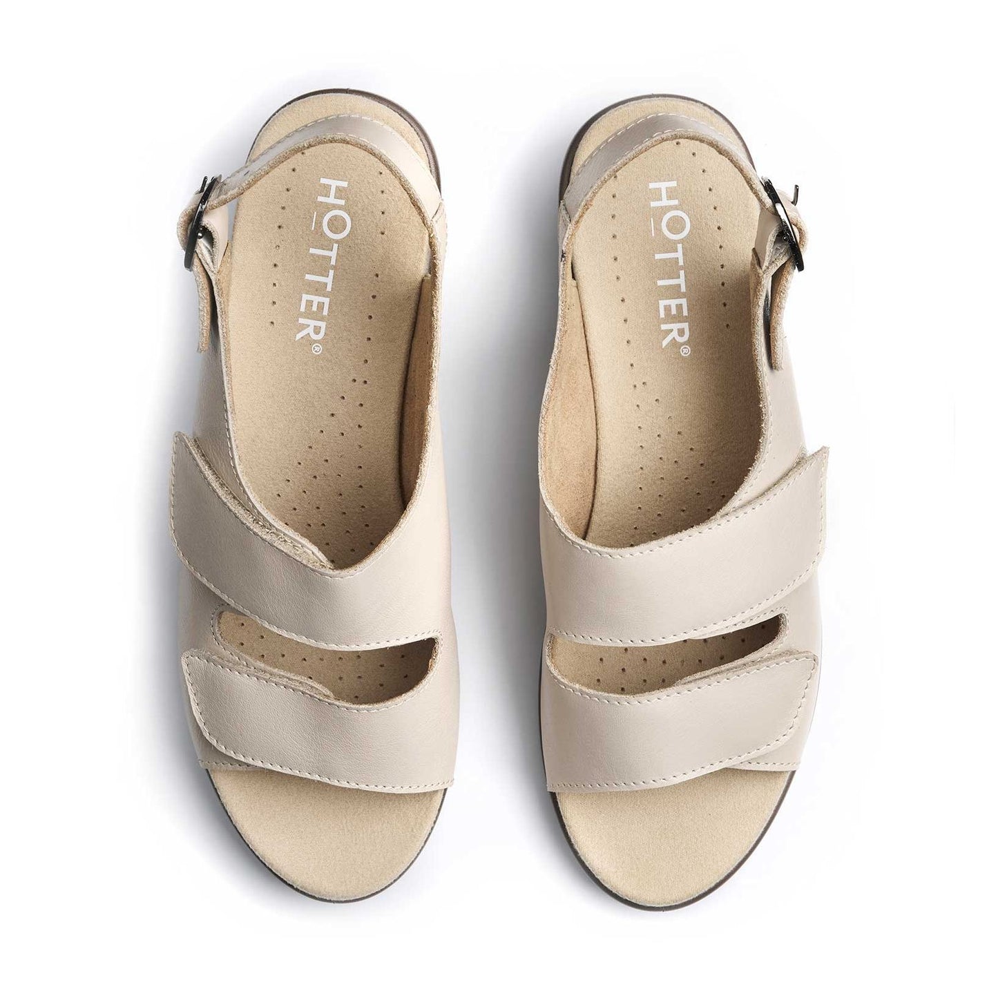 Hotter Easy Touch Fastening Twin Strap Sandal Sandal CEMENT Wide Fitting
