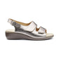 Hotter Easy Touch Fastening Wide Fit Sandal Pewter METALLIC LEATHER