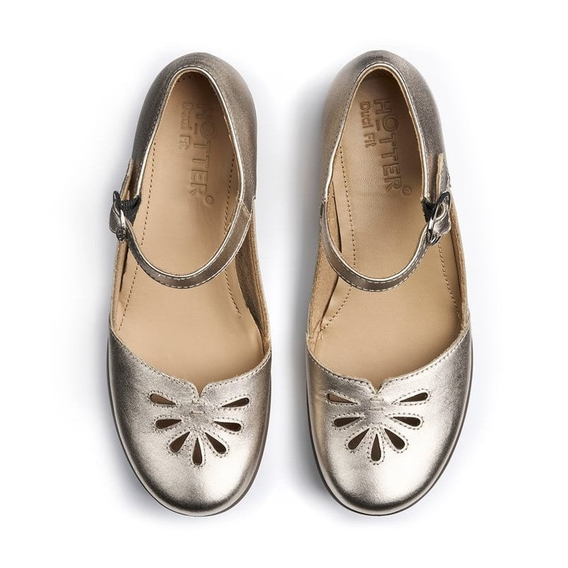 Hotter Eloise GOLD Leather Bar Shoe