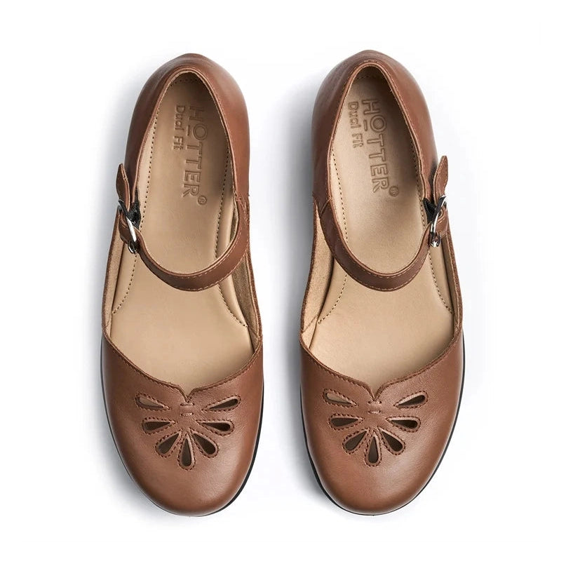 Hotter Eloise TAN Leather Bar Shoe