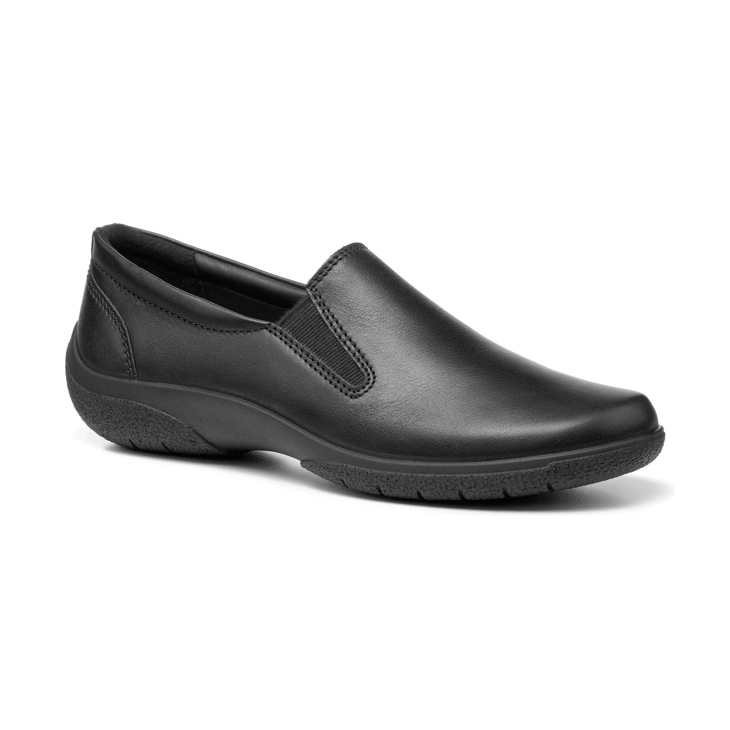 Hotter Glove Black Leather Wide Fitting Slip On shoe