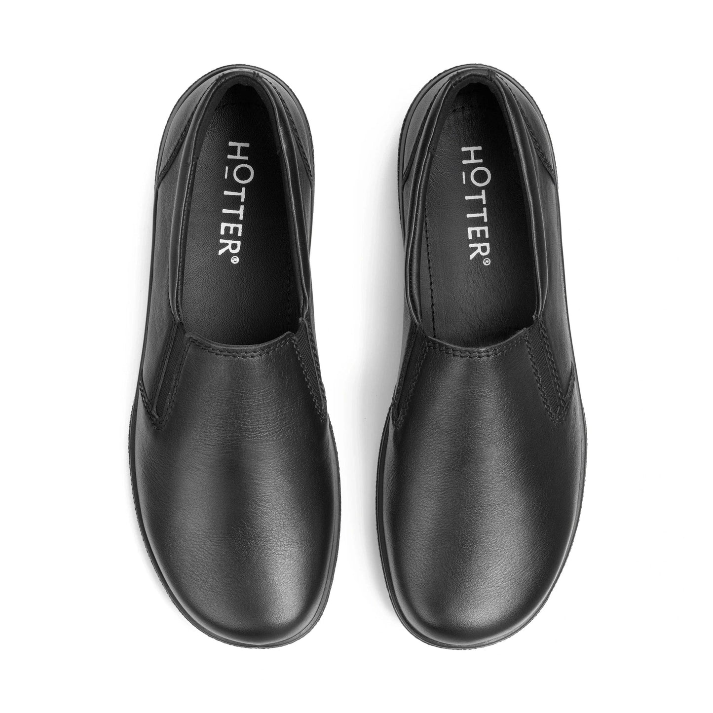 Hotter Glove Black Leather Wide Fitting Slip On shoe