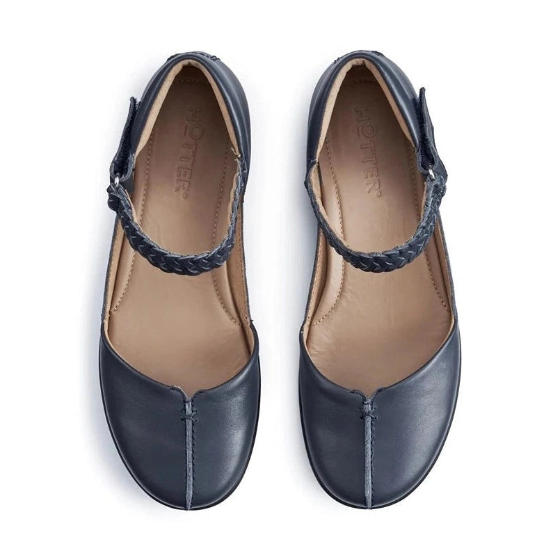 Hotter Lake NAVY Leather Bar Shoe