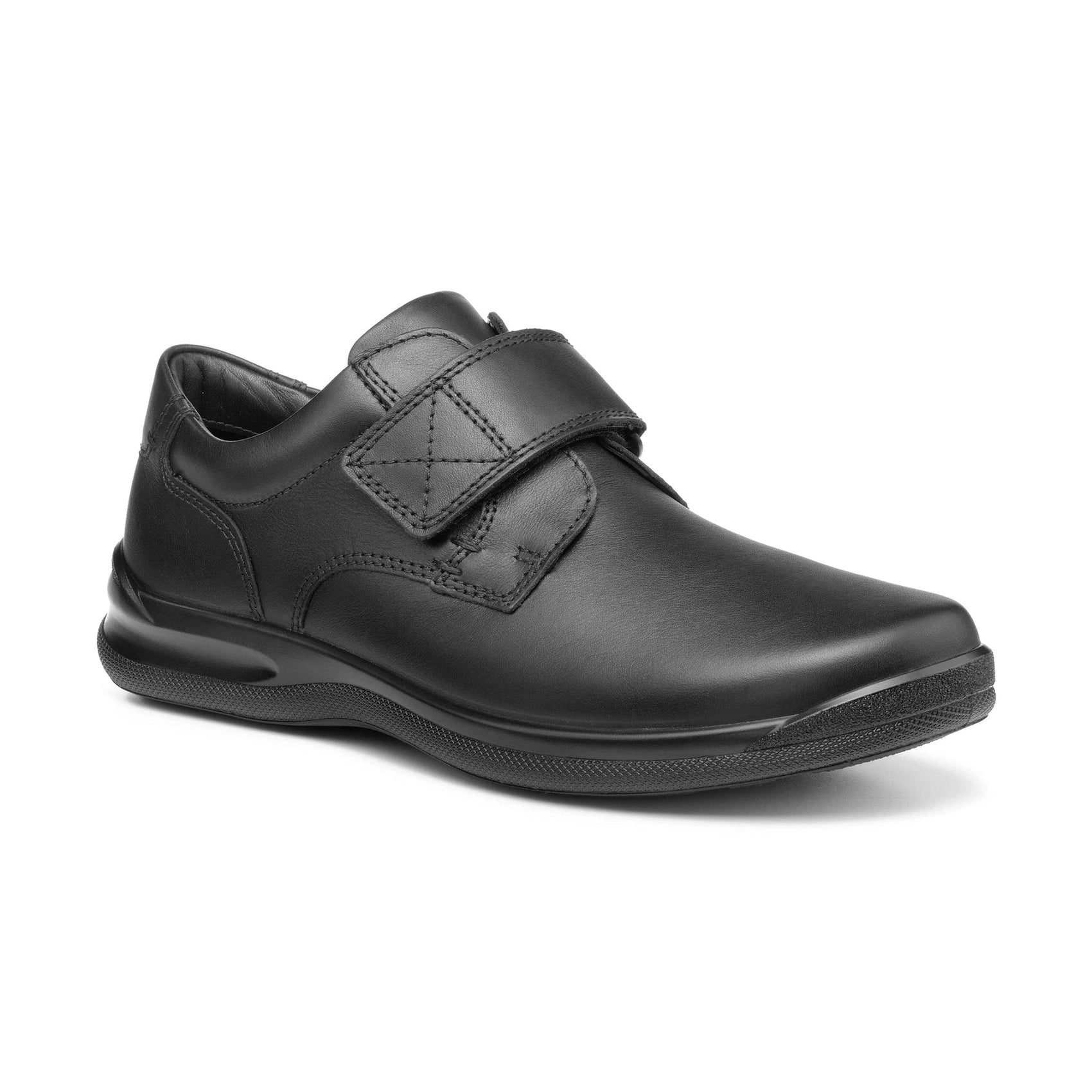 Hotter Mens BLACK Leather SEDGWICK touch fastening Shoe
