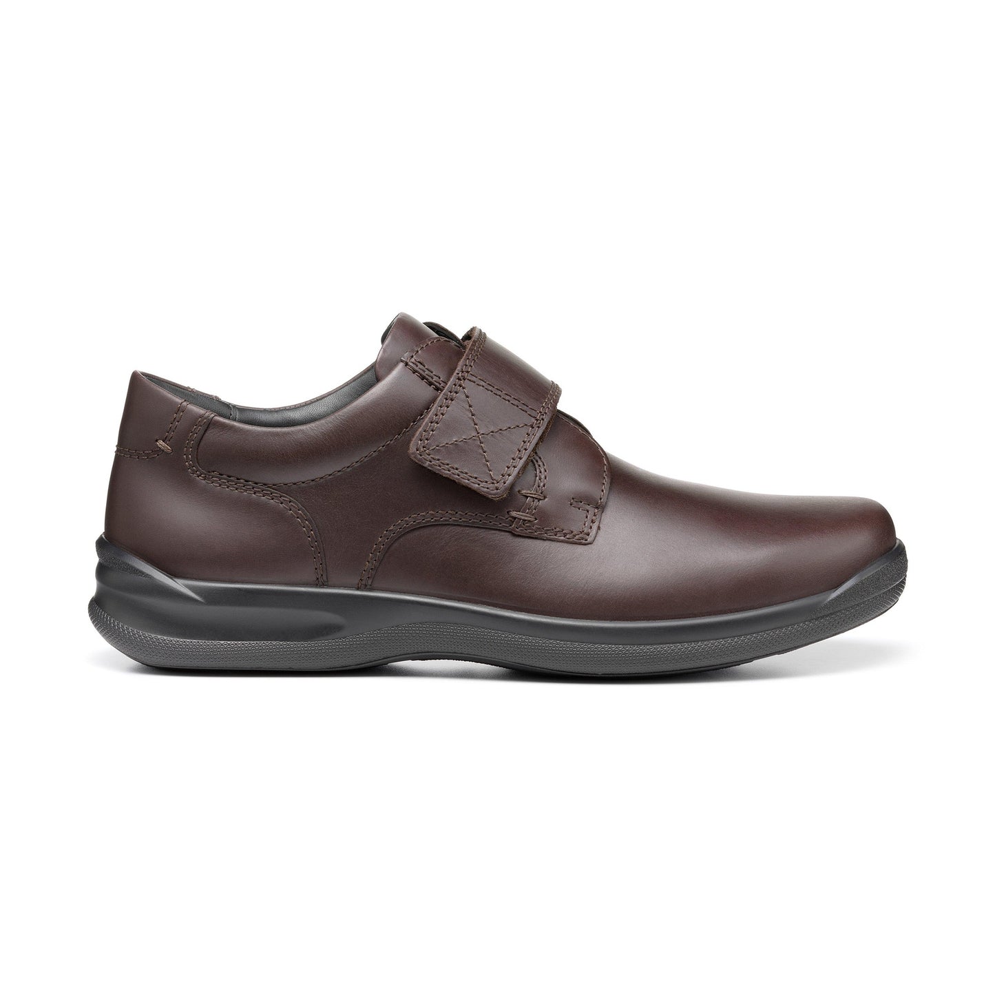 Hotter Mens BROWN Leather SEDGWICK touch fastening Shoe