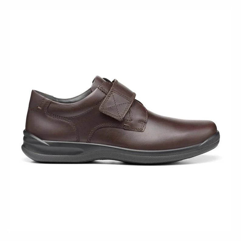 Hotter Mens BROWN Leather SEDGWICK touch fastening Shoe